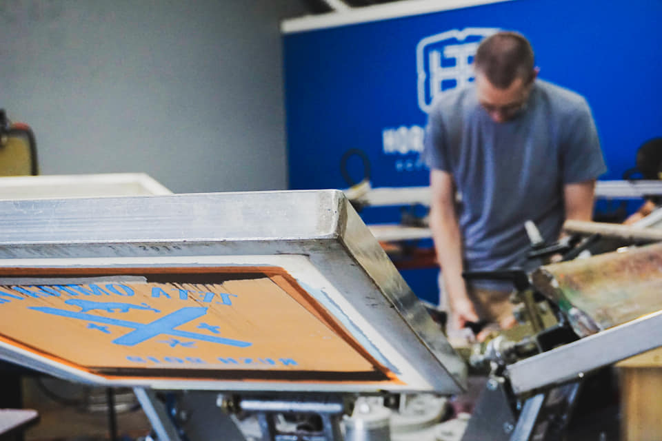 Screen printing in action